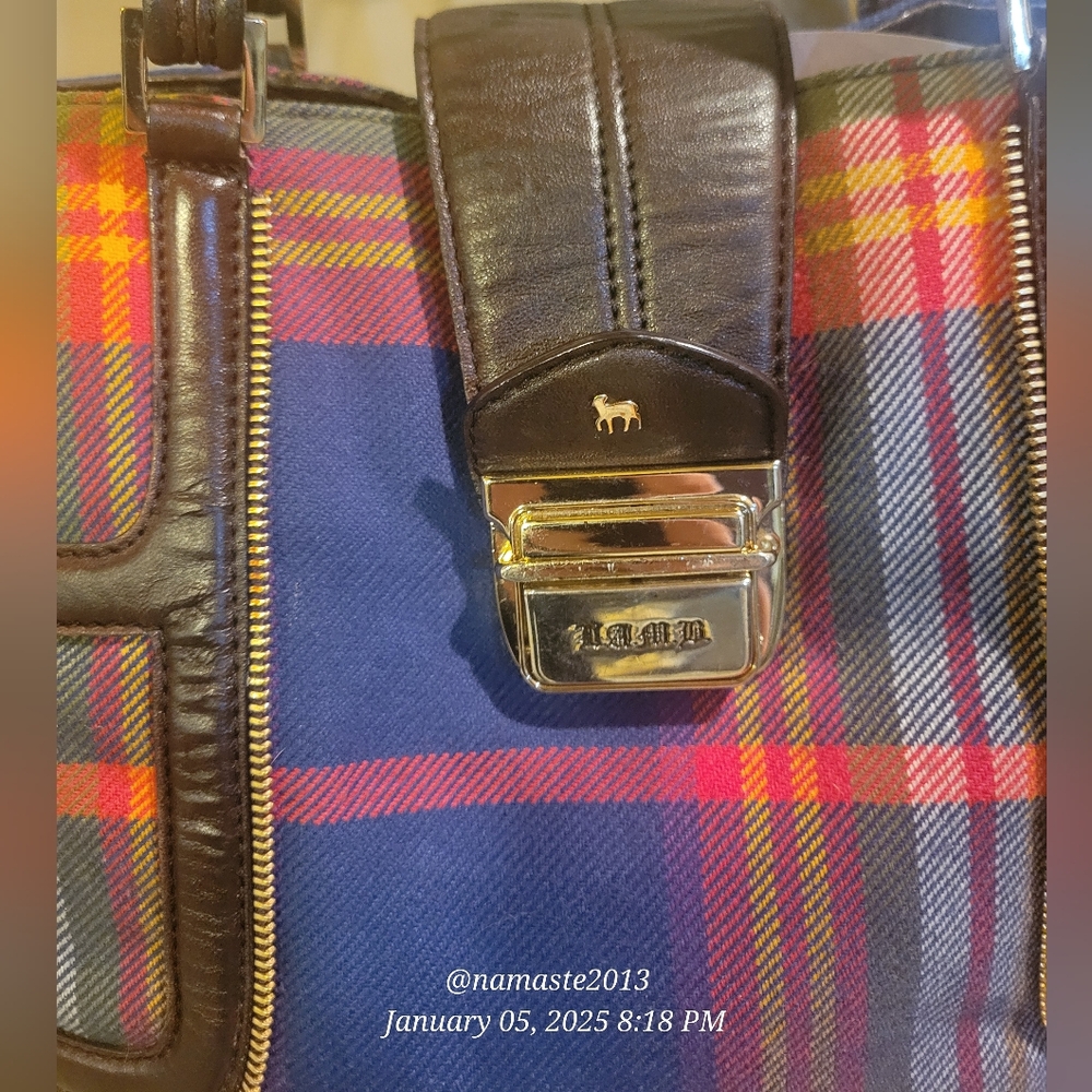 L.A.M.B. Gwen Stefani Plaid Leather  Satchel Shoulder Bag Designer Celebrity  75 - Picture 2 of 15